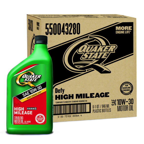 Quaker State High Mileage 10w30 SN/GF-5 Motor Oil - 6 / 1 quart